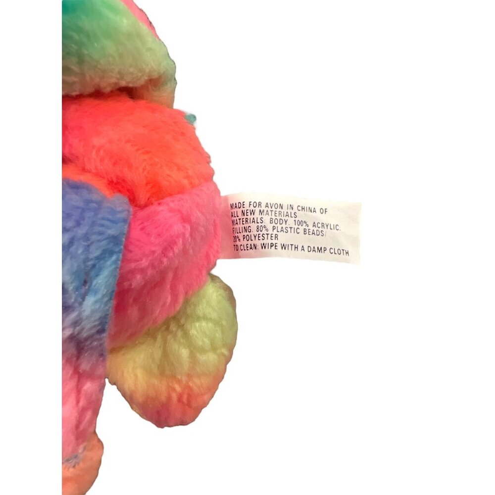 Vintage AVON 1999 Neon Multi-Colored Rainbow Elephant Bean Bag 7” - Picture 7 of 7
